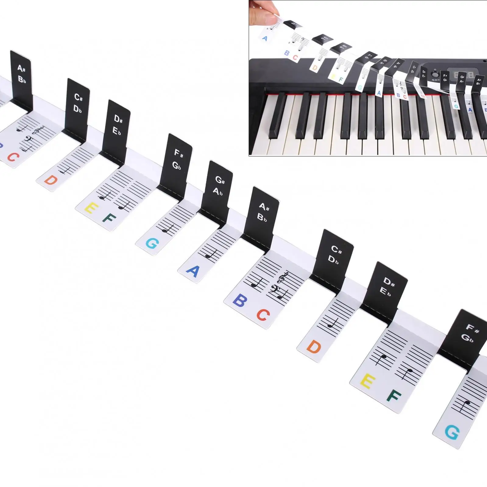 No Glue Upgraded Black Keys White Key 88Keys Piano Keyboard Note Marker