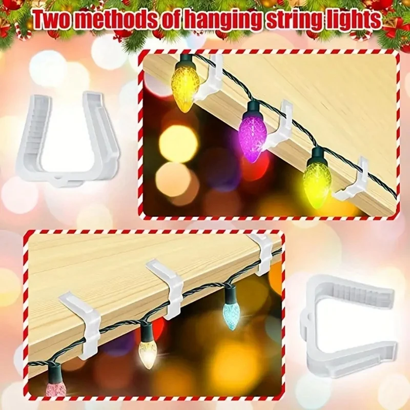 20pcs String Light Clips Hooks – Screw Mount Outdoor Light Hangers For Christmas & Party Decor