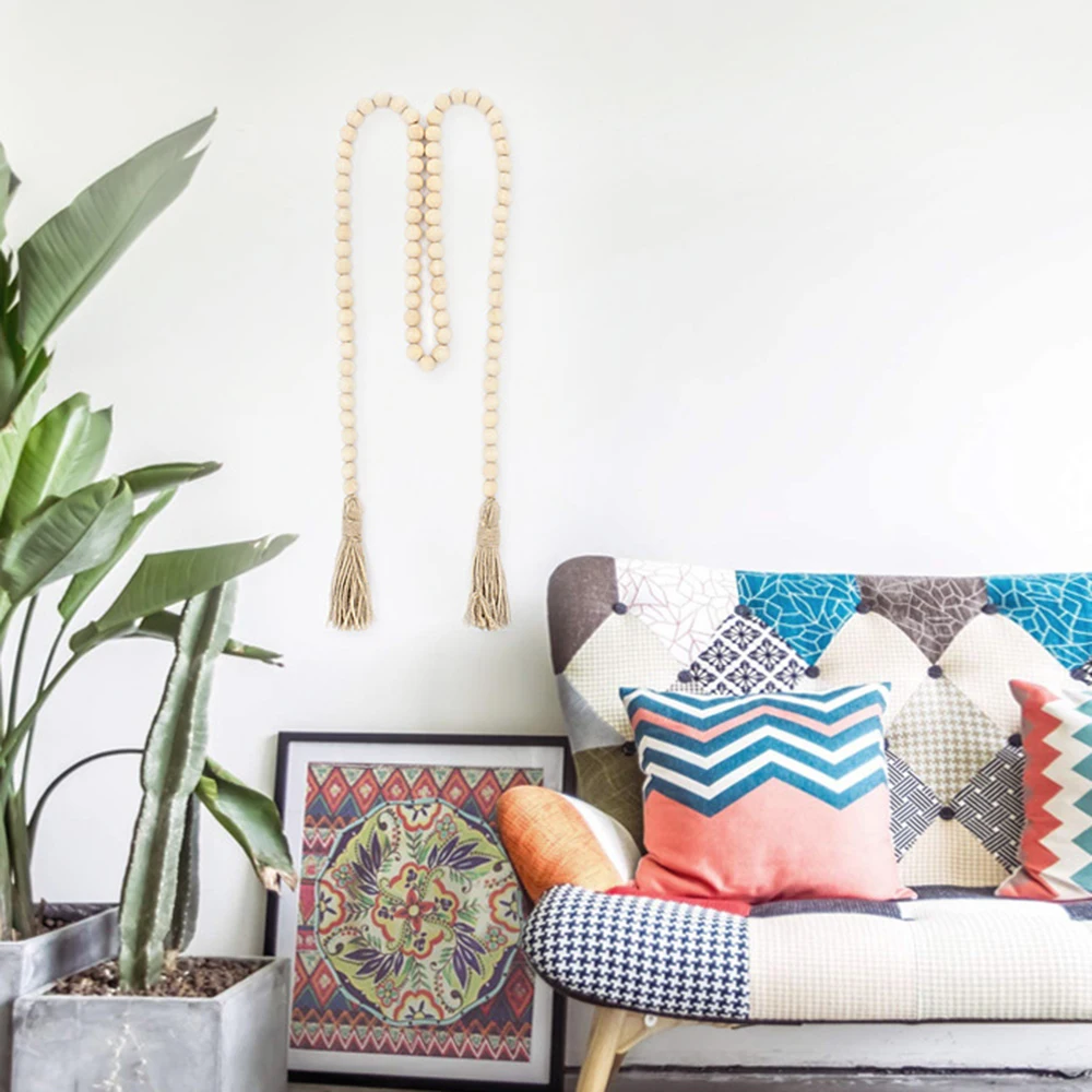 Diy Natural Wood Colored Hemp Rope Tassel Wood Bead Hanging Prayer Tassel String Home Decoration Bead String tassel fringe tassel decoration tassel accessories tassel trim mini tassels bookmark tassels silky floss tassels leather tassels fluorescent tassels