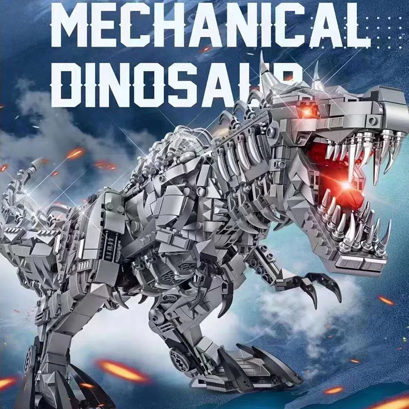 Jurassic Dinosaur World Large Mechanical Tyrannosaurus Rex Building Blocks Modello T-Rex Con Luci Mattoni Giocattoli Per Regalo Per Bambini
