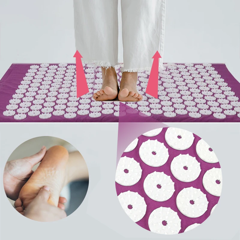 Yoga Massagem Pads com grandes pontos de toque para melhor pescoço costas e pés, Almofadas de Massagem Doméstica, Cor Roxa