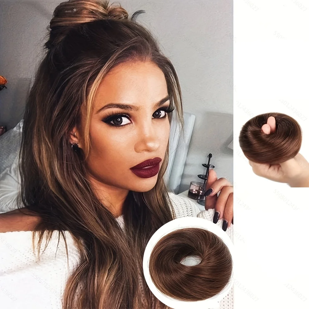 YYong Upgrade Your Look Instantly with 100% Brazilian Human Hair Bun Extensions-Soft & Comfortable to Wear!