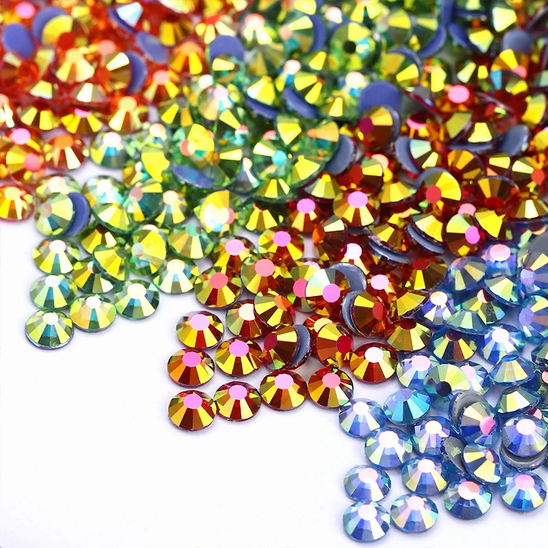 QIAO SS6-SS30 Shimmer AB Hot Fix Strass Kristall Super Glitter Strass Eisen auf Strasssteine für Nail Art Stoff Kleidungsstück – Detail 4