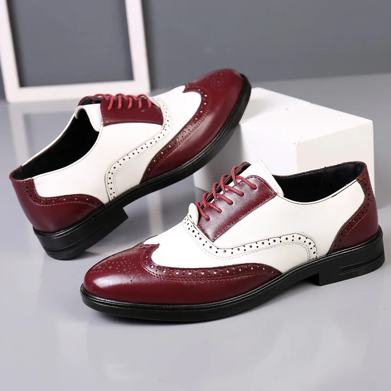 Leather Shoes Classic Men Dress Shoes Lace Up Shoes Men Plus Size Point Toe Business Casual Comfortable Formal Wedding