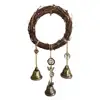 Witch Wind Chime Wiccan Wind Chime Handmade Brass Bell Witchcraft Door Hanger with Wishing Bottle Rattan Wreath Home for Wicca 6