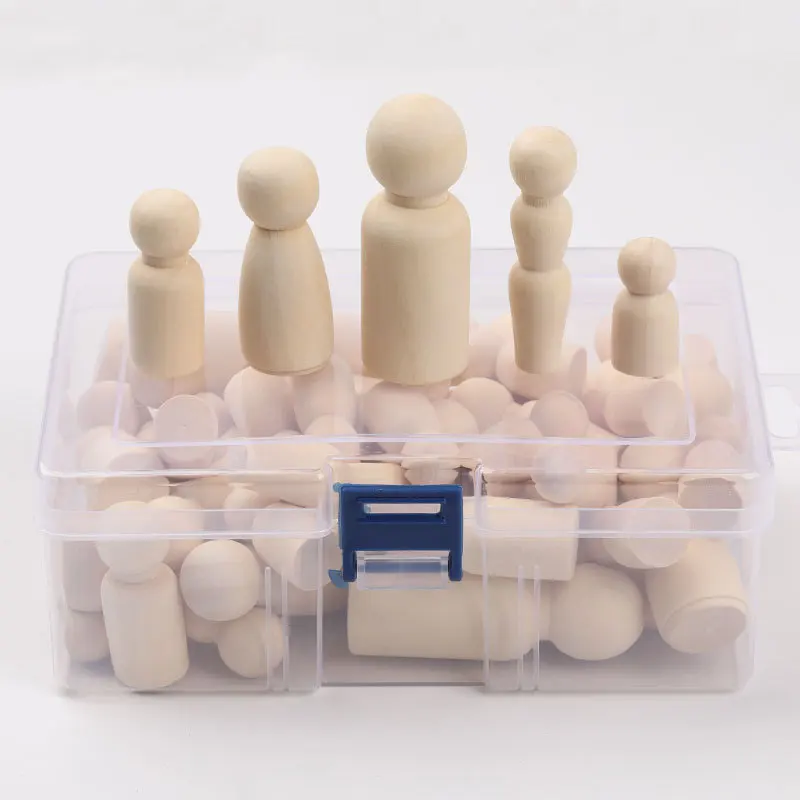 ABCPICK 50pcs Wooden Peg Dolls Natural DIY Turnings-Ready Paint-Waldorf Girl Unfinished Turnings-ready Baby Teether Wood Beads