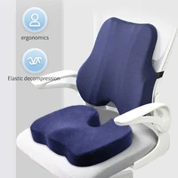 Memory Foam Waist Back Support Pillow Seat Cushion Set Orthopedic Ergonomic Coccyx Relief Hip Lumbar Pad for Office Chair Car 1