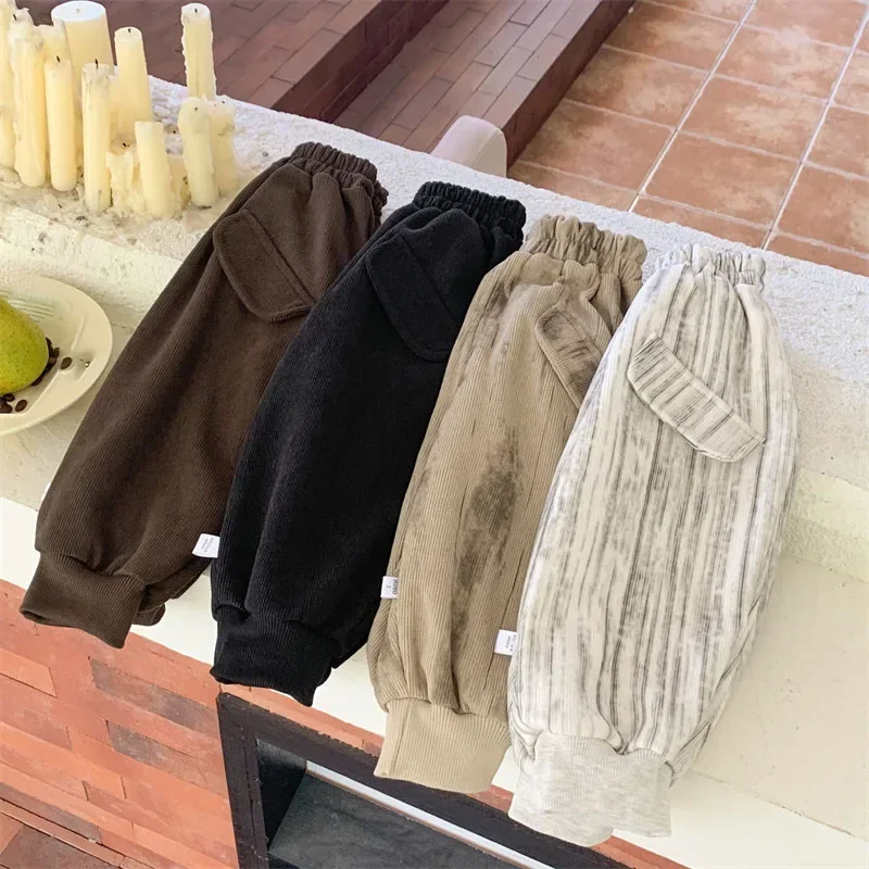 Children Pants Boys Girls Kids Autumn New Versatile Sweatpants Loose Thick Baby Sports Casual Trousers Fashion Toddler Clothing 6