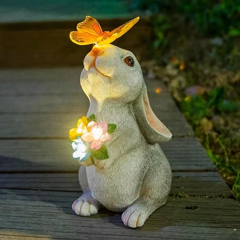 Solar Bunny Garden Statue 1