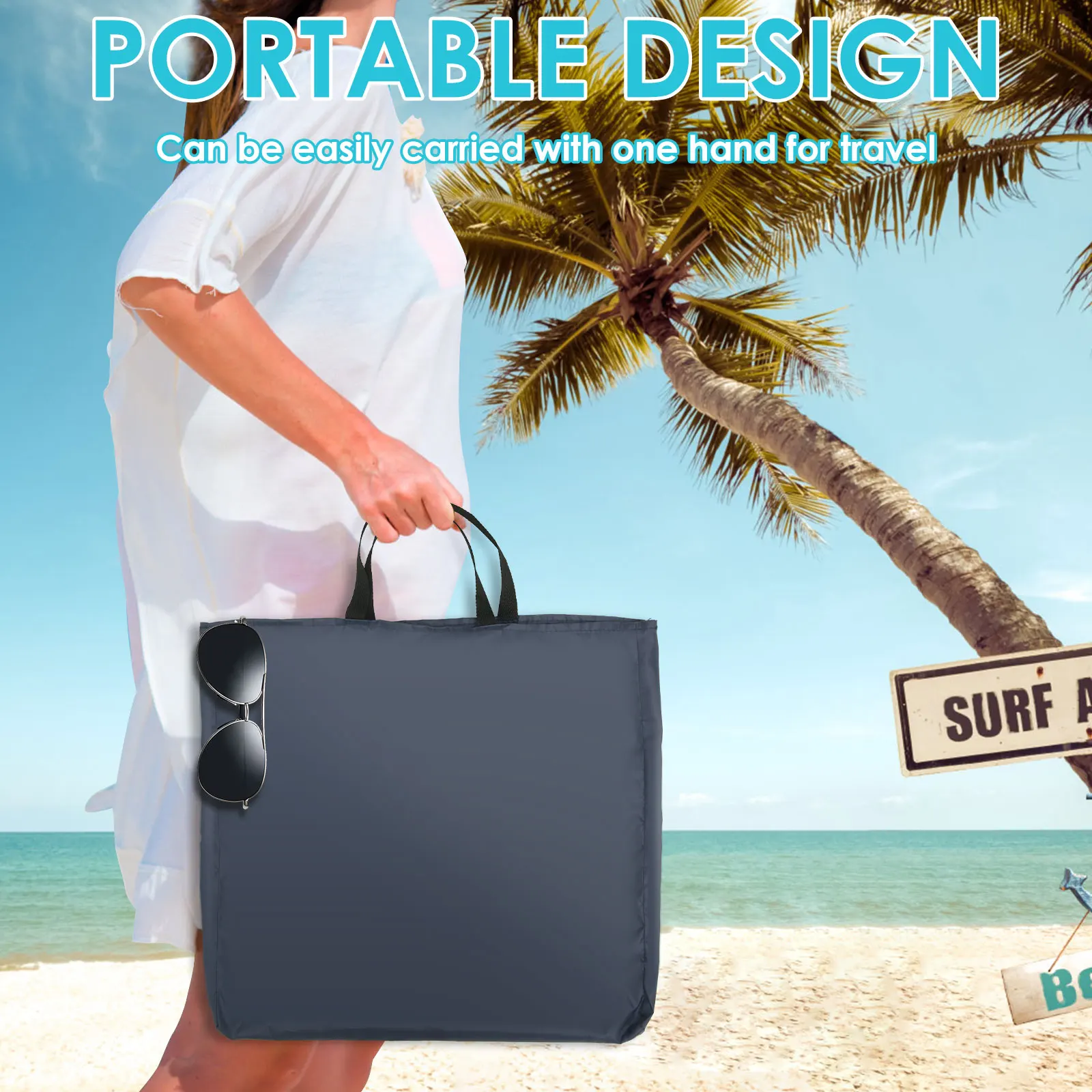 Beach Sun Chair Mat Oxford Cloth Waterproof Sunbathing Recliner With Pocket Adjustable Tilt Angle Portable Folding Tanning Mat