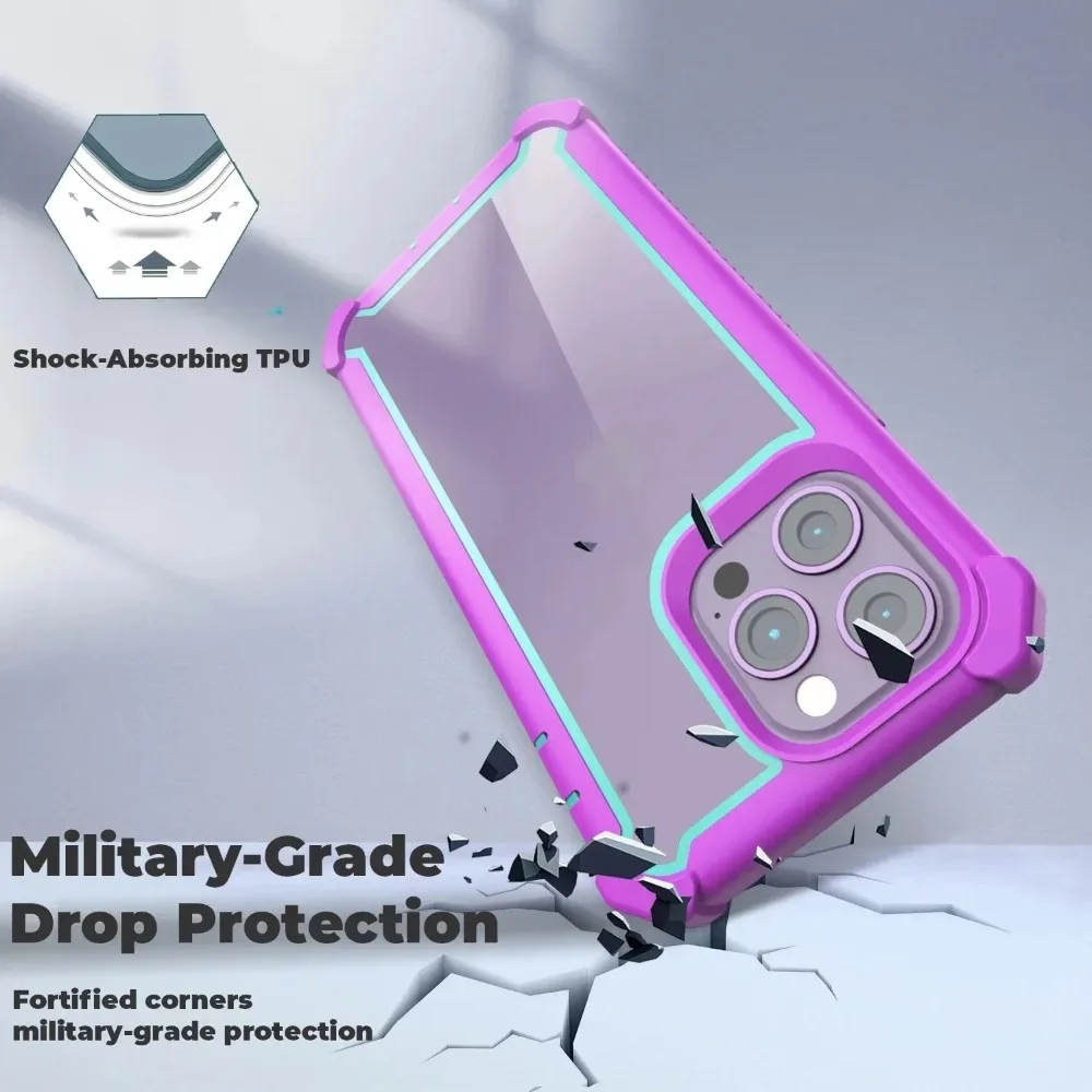 Enhanced Transparent Rugged Armor Soft Grip Protective Phone Case with Hybrid Bumper
