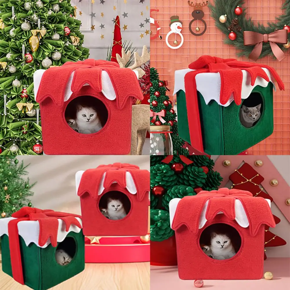 

Christmas Gift Box Cat Kennel Dog Kennel Winter Warm Winter Closed House Four Seasons Universal Villa