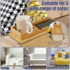 Sofa Tray Bamboo with Wood Remote Control Holder Folding Anti Slip Couch Armrest Cup Holder Detachable for Couch Storage 3