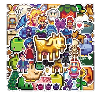 50 Pezzi Adesivi Cartoon Stardew Valley Stile Pixel, Decorazione Fai-da-Te per Telefono, Impermeabili, per Notebook, Skateboard, Giocattoli