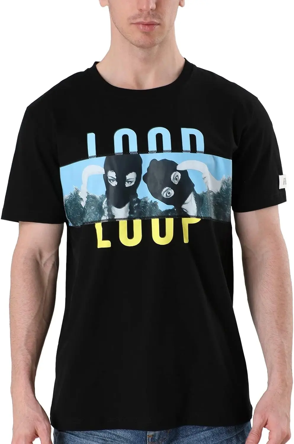 

Mens Urban Streetwear Graphic Tee Shirts Loop Printed Embroidery Fashion T-Shirts