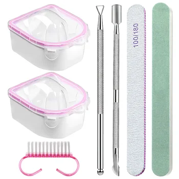 Soak per unghie Ciotola per mani Ammorbidire la pelle morta Kit di strumenti per la cura delle unghie Unghie pulite Cura delle mani con strumento per la rimozione delle unghie Ciotola per unghie
