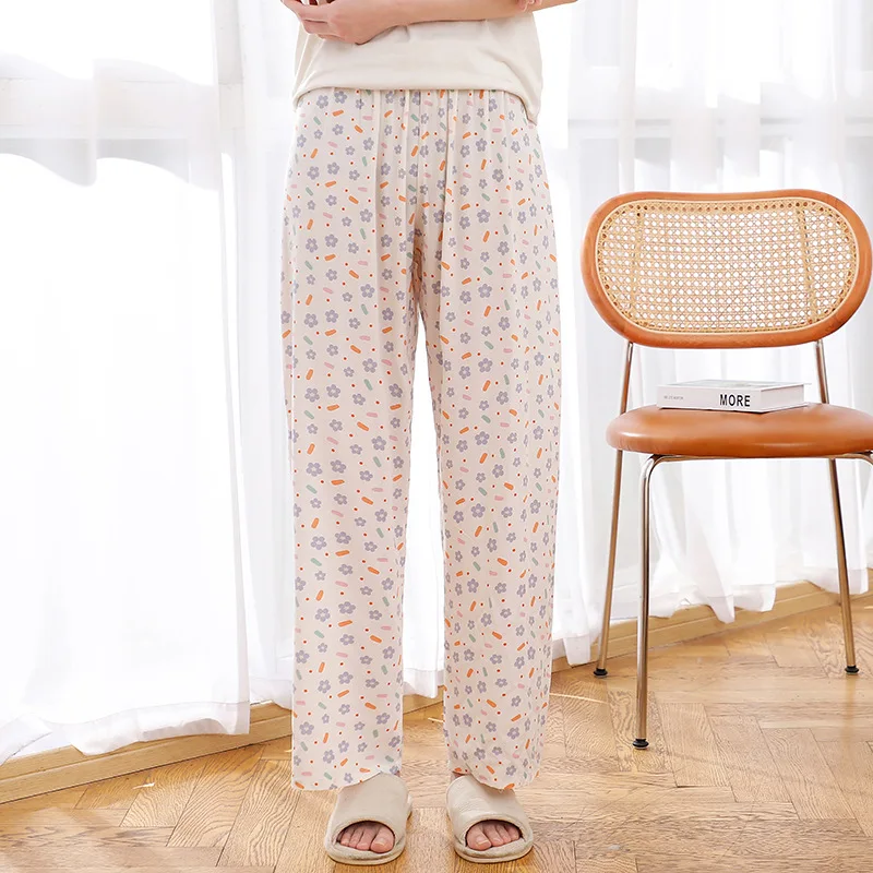 Summer New Cotton Silk Pajama Pants Women's Spring and Autumn Thin