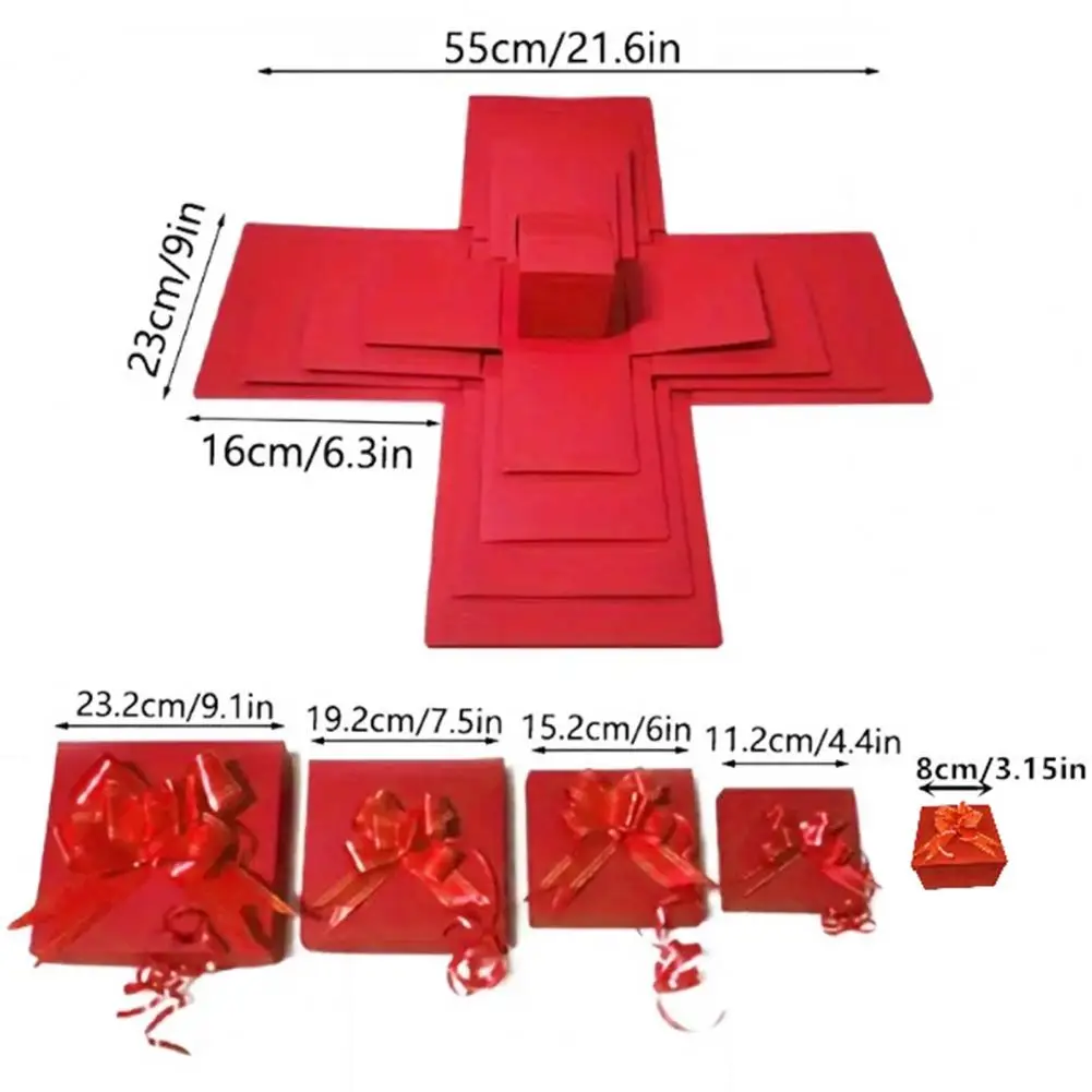 1 Set 55cm Exploding Gift Box 5 Layer Christmas Money Box Paper Boxes For Holding Snacks Sweets Cash Birthday Wedding Xmas Party
