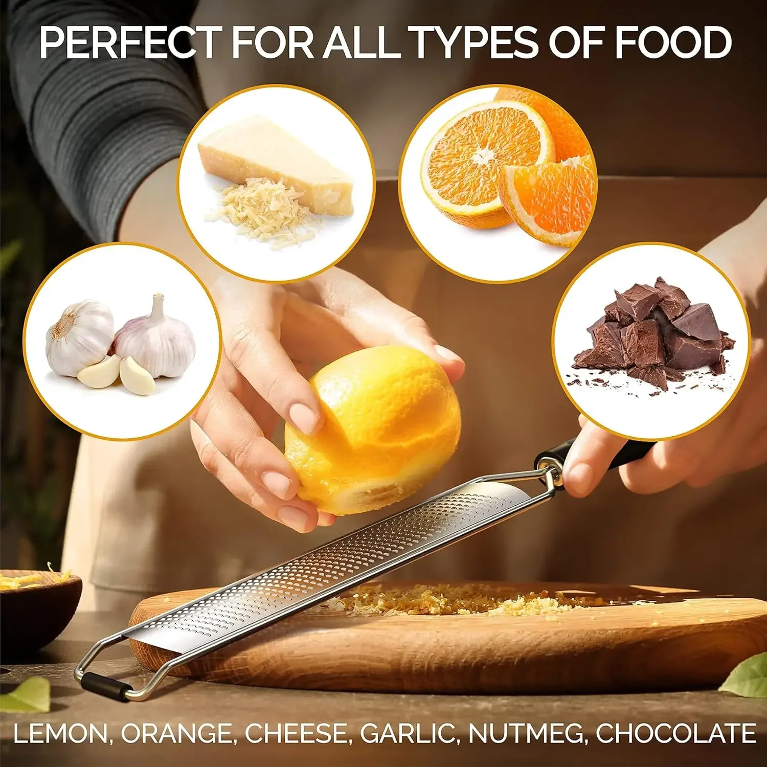 Lemon Zester Grater With Perfectly Angled Teeth Ideal for Citrus Parmesan Cheese Garlic Vegetables & Fruits