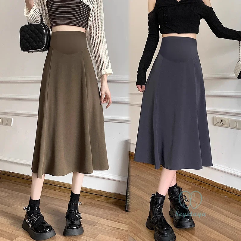 Big Bottoming A line Maternity Skirts Spring New Fashion Elastic Waist Belly Clothes for Pregnant Women Support Pregnancy