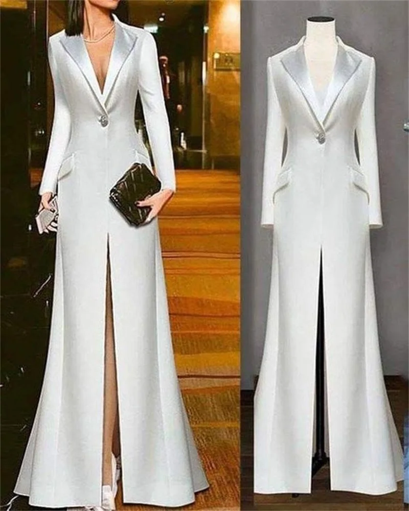 Designer Women Suits Long Blazer Jacket Prom Dress Formal Wedding Party  Gowns | eBay