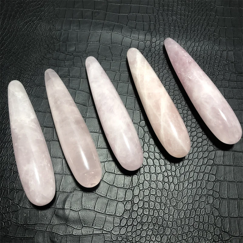 Natural rose quartz crystal wand Personality pink quartz massage stick Gemstone beauty bar Healing for women gift 2