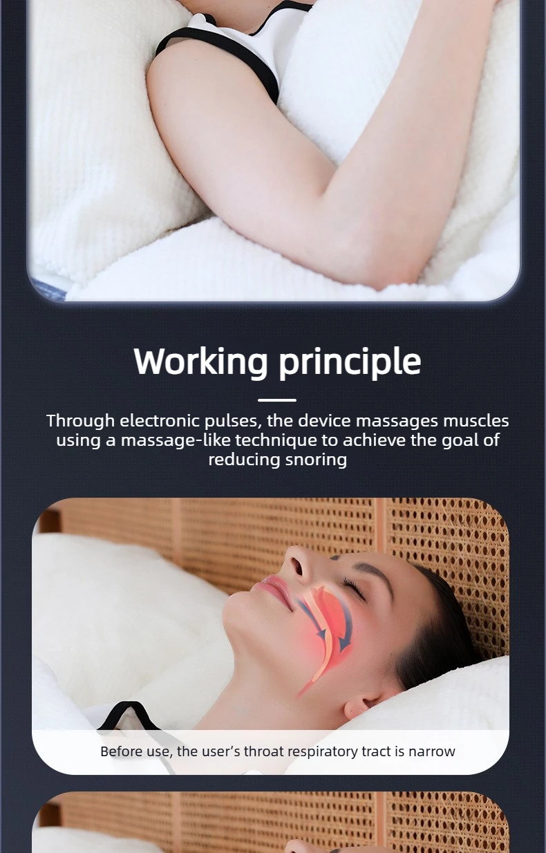 Anti-Snore Device with Dual-Pulse Stimulation - Sleep Apnea Relief, Snore Reduction, Muscle Trainer for Silent Night