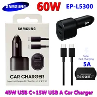 Samsung S20 S21 Ultra Fast Car Charger Original 45W 15W Dual USB Adaptive Fast Adapter For Galaxy Z Fold 2 3 5G Note 20 10+ A90