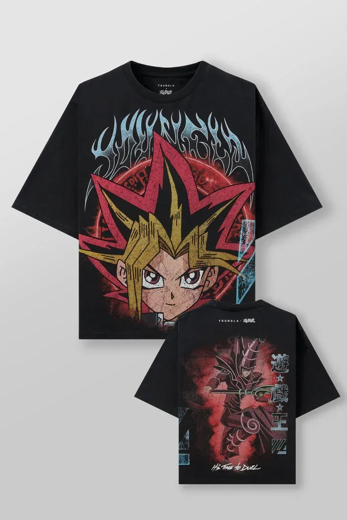 YA Trendy Brand Oversized T-shirt Street Leisure  Breathable Large Material Tshirt Animation Graphic Tee Short Sleeve Top 5