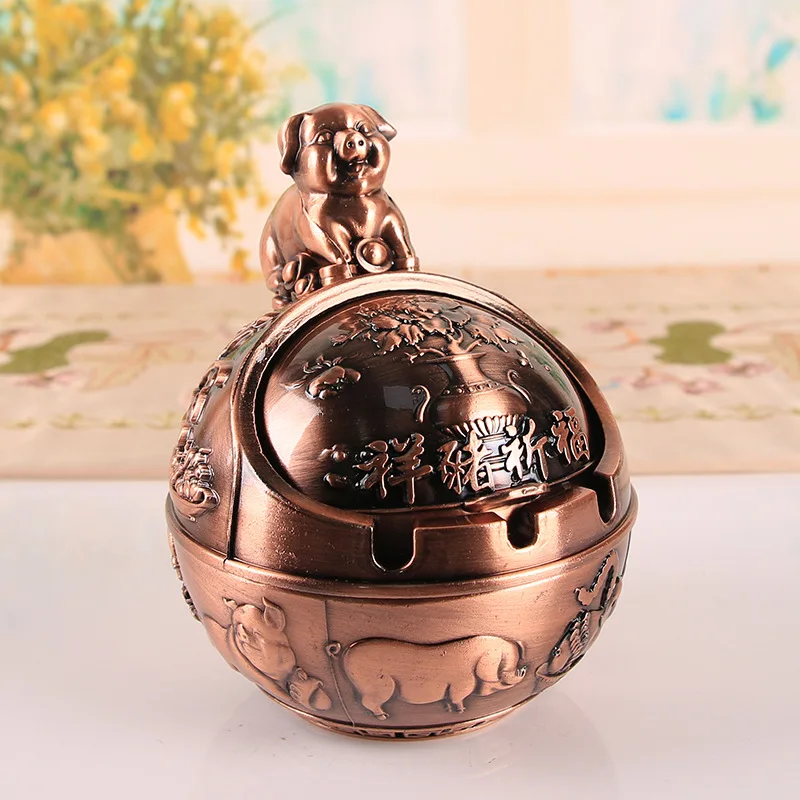 Animal Ashtray Ashtray of The Chinese Zodiac Metal Cigar Living Room Office Smoking Accessories Portable Boyfriend Gifts portable ashtray cigarettes ashtray metal ashtray
