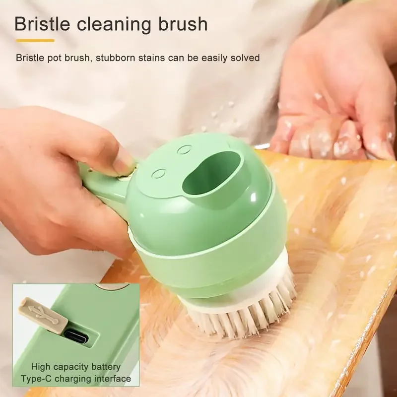 1pc 4 In 1 Vegetable Chopper Handheld Electric Vegetable Cutter Set Portable Wireless Garlic Mud Masher Garlic Press And Slicer 3