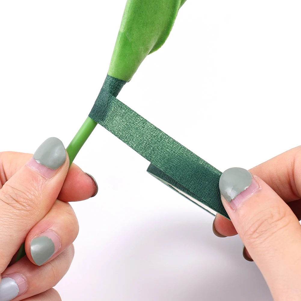 Professional Grade Floral Stem Tape 30 Yard 12MM Width Green and Brown Perfect for Flower Wrapping and Decoration