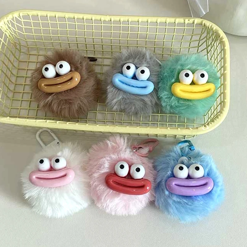 JOFunny-Porte-clés pendentif boule de cheveux de bouche de saucisse, porte-clés en peluche beurre, breloques de sac à dos, accessoires de sac de décoration de voiture