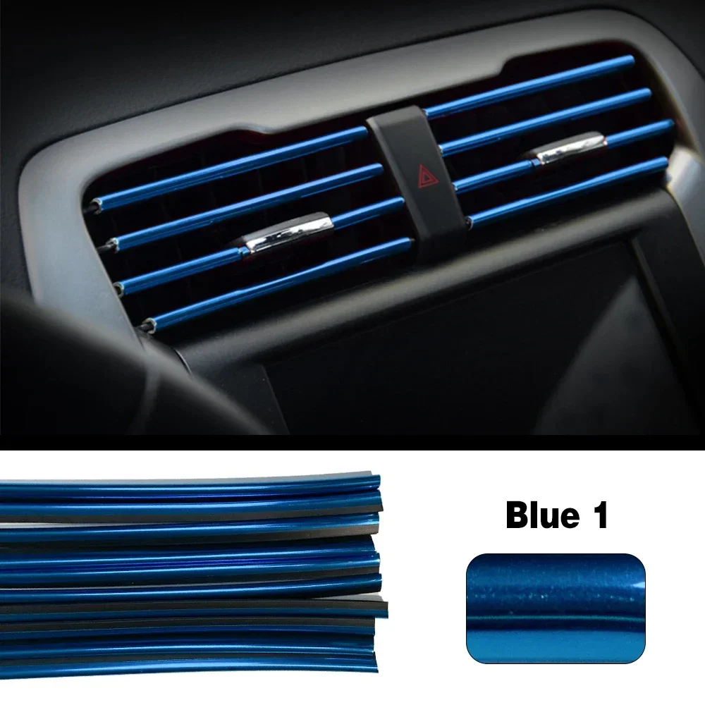 10Pcs Bunte Auto Zubehör DIY Auto Innen Klimaanlage Outlet Vent Grille Chrom Dekoration Streifen Auto Styling Dekorieren – Detail 15
