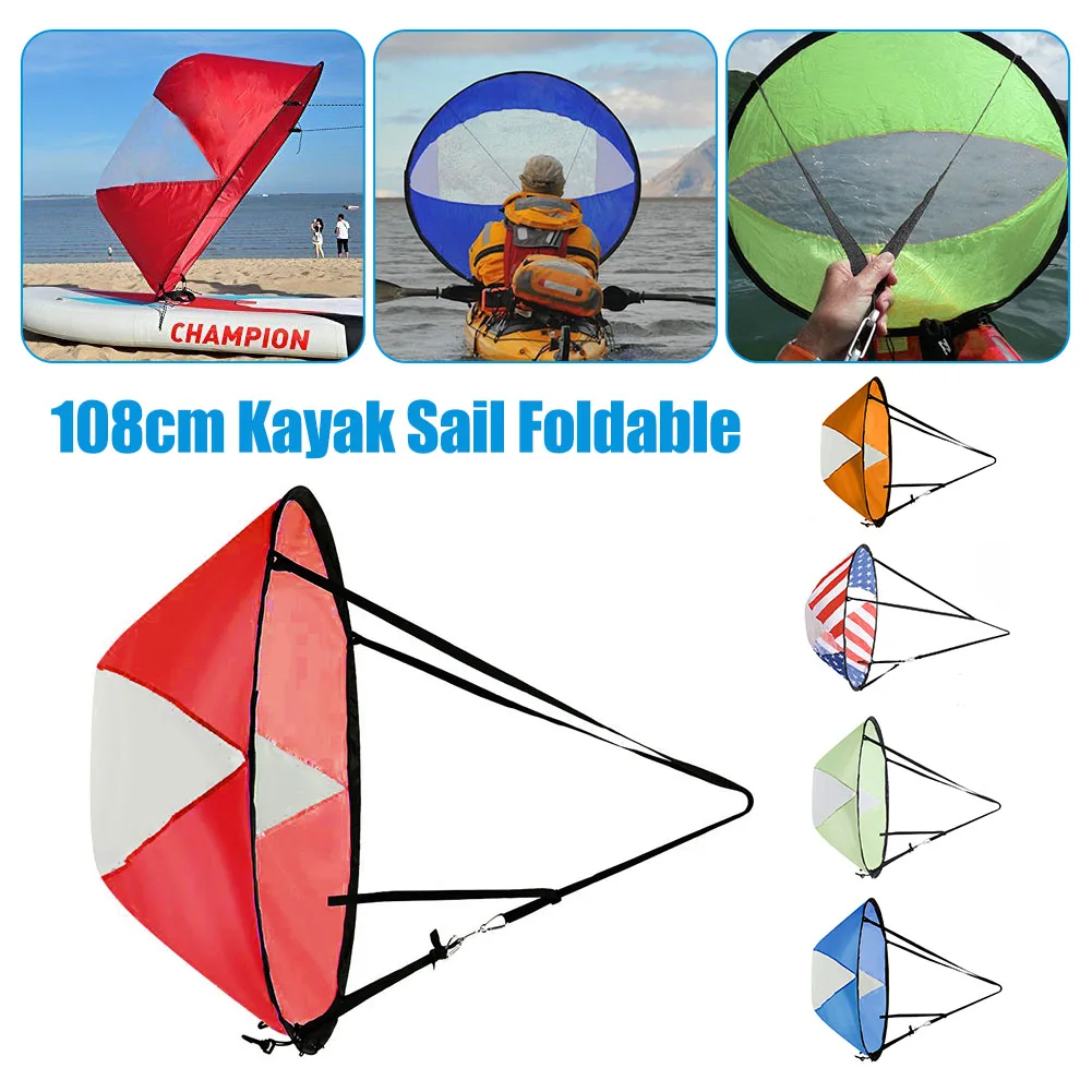 Foldable Kayak Boat Wind Sail Summer Surfing Wind Paddle Kayak Sail Durable Downwind Paddle Rowing Boats Transparent Wind Window