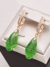  Kinel Luxury Shiny Pendant Earrings 585 Rose Gold Water Drop Green Natural Zircon Inlay Fashion Party Wedding Jewelry 2022 