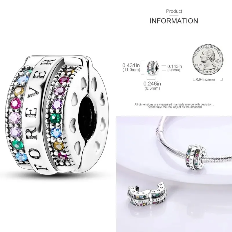 Silicone Spacer Beads 925 Sterling Silver Colorful Zircon Cat's Claw Charms Beads Fit Original Bracelet Fine DIY Jewelry - Image 5