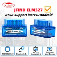 JFIND ELM327 V1.5 OBD2 Bluetooth5.1 PIC18F25K80 Auto Scanner For Android IOS Code Reader OBD2 elm 327 V1 5 Car Diagnostic Tool 1