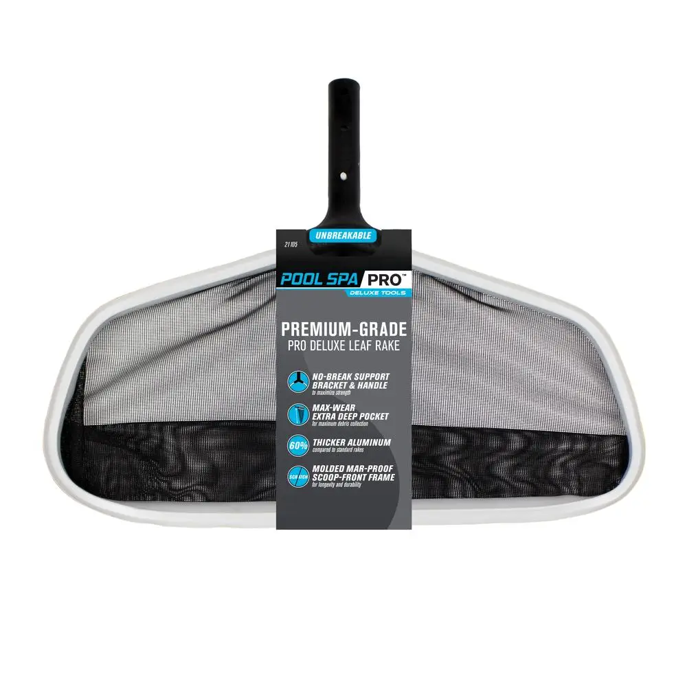 Aluminum Deluxe Leaf Rake Swimming Pools and Spas Heavy-Duty 20" Nylon Net No-Break Handle Premium Aluminum Frame Mar-Proof