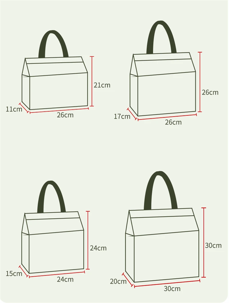10pcs Non-Woven Insulated Tote Bags Reusable Fabric Pouches for Food, Cake, Drinks, Gro... - SKU NITB1058 - UGI Packaging