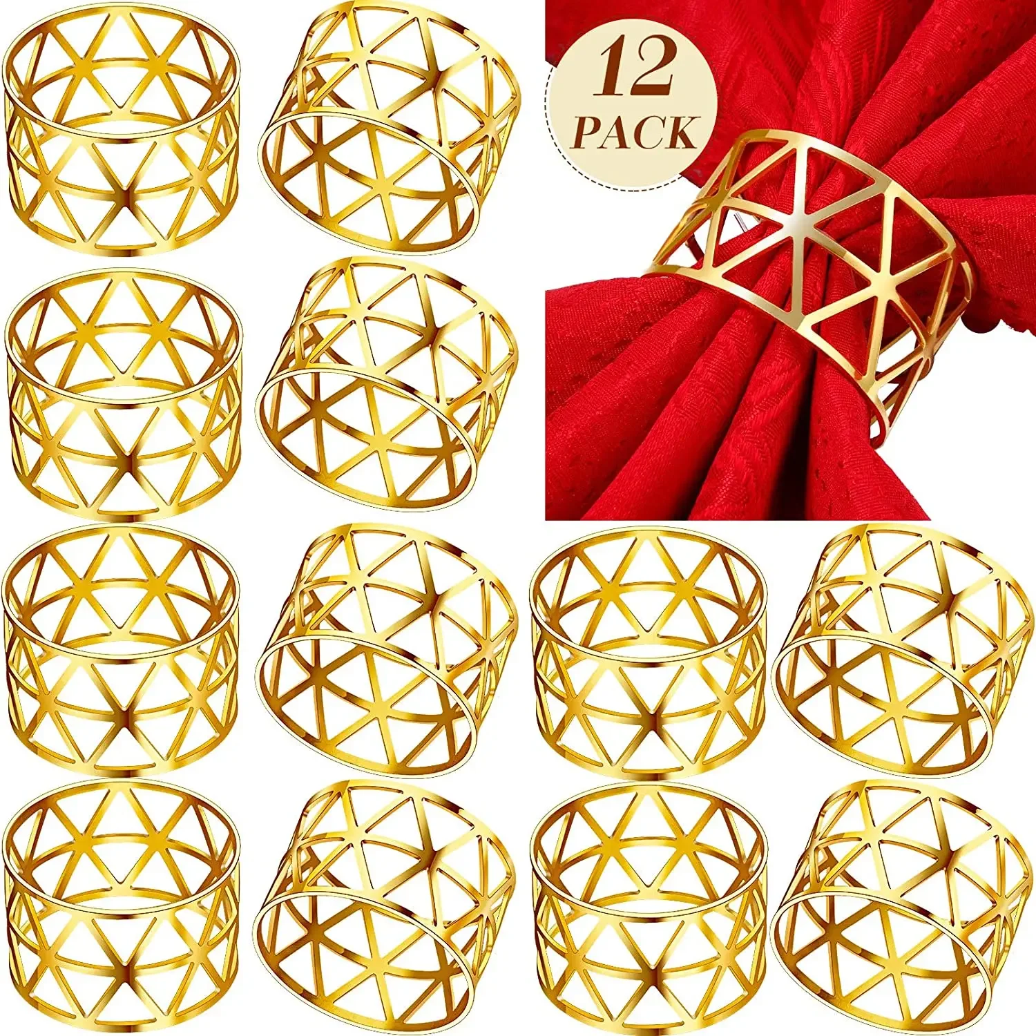 6/12Pcs Hollow Paper Napkin Ring Gold and Silver Color Buckles Holder Birthday Wedding Party Decor Dinner Table napkin ring