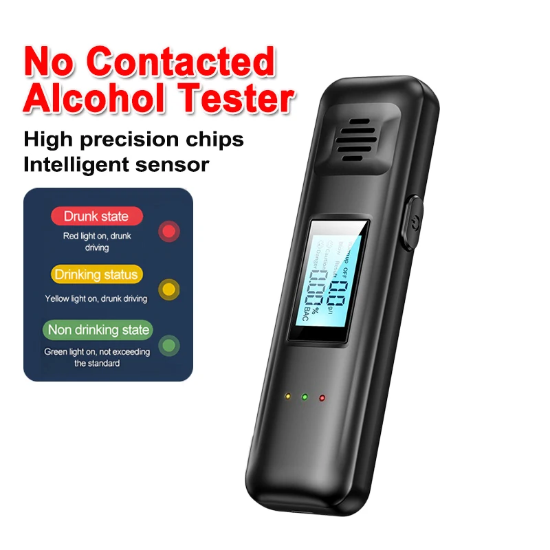 Non-Contact Breath Alcohol Tester LCD Digital Display Alcohol Meter Accuracy Breathalyzer Diagnostic Tool Type C Charging
