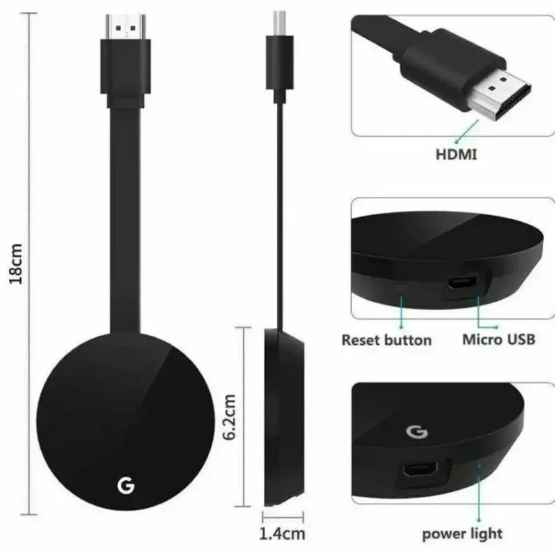 Chromecast Google Wireless WiFi Mirascreen HDMI-Compatible HD Display Dongle Media Streaming Video tv Smart Home For ios/Android