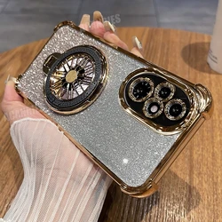 Premium Plating Rotate Gyro Holder Case with Silicone Stand Cover for honor 100 (FS SFTL Gold)