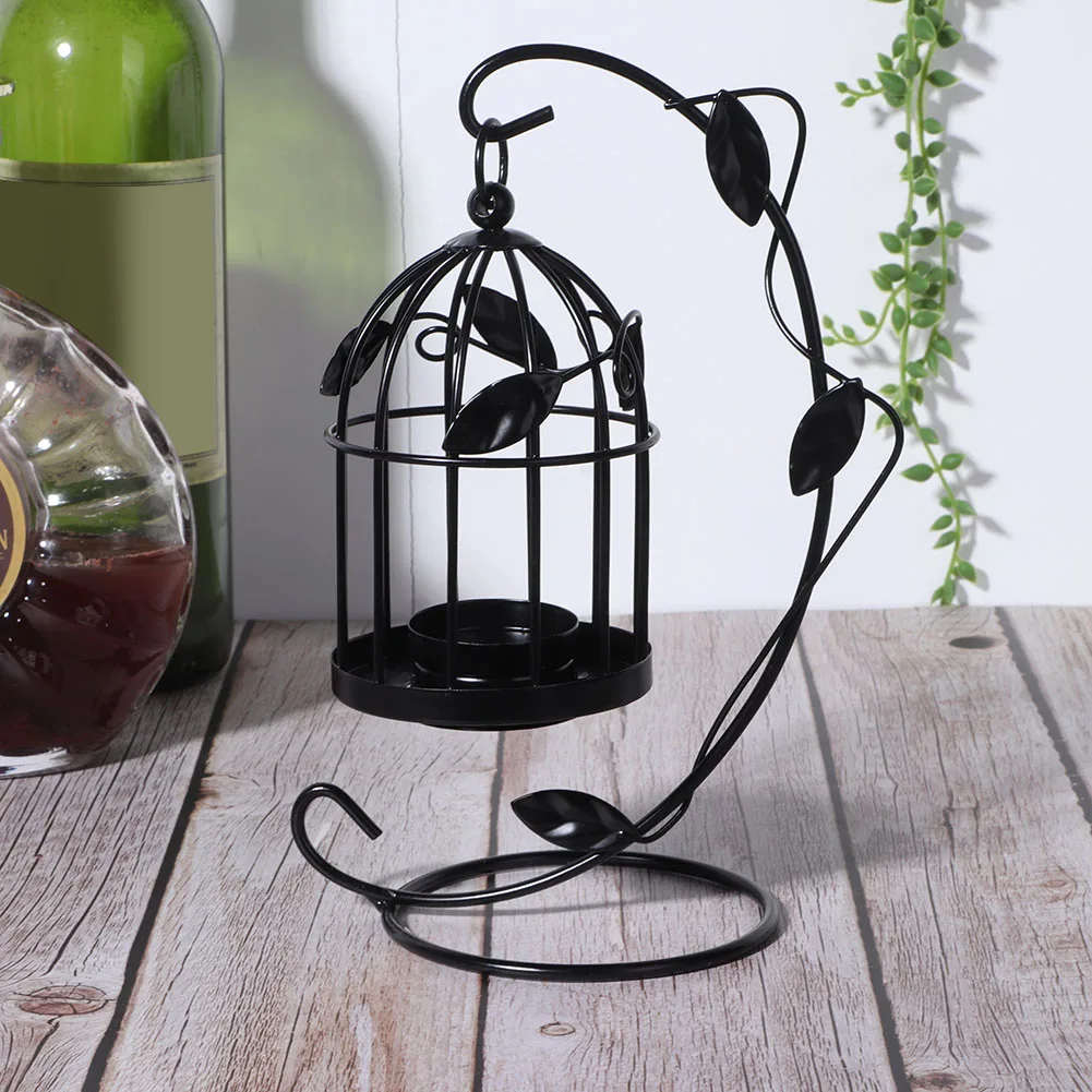 Iron Candle Holder Innovative Leaves Hollow out Cage Shaped Hanging Candlestick Decoration for Home Coffee Shop Hotel candle holders