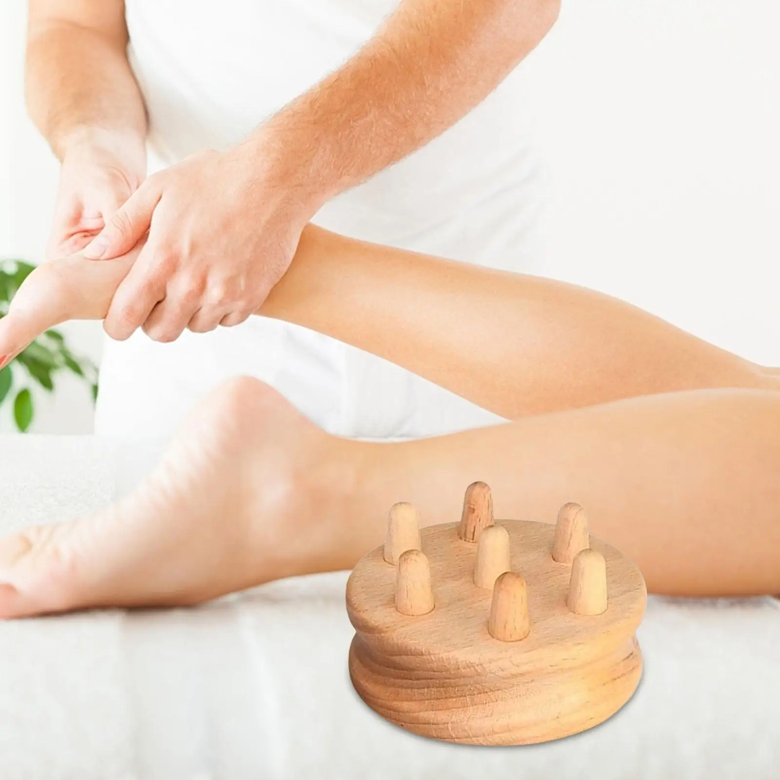 

Wooden Massage Body Brush Body Sculpting Tool with 7 Beads Guasha Scraping Brush Body Massager for Body Contouring Thigh Waist