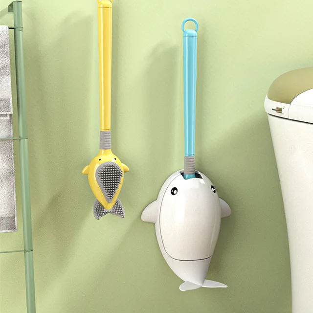 Wikhostar Bálna Rajzfilm Wc Kefe Vízszivárgás Igazolás Alap Szilikon Lapos Fej Rugalmas Puha Sörték Fürdőszoba - Image 5
