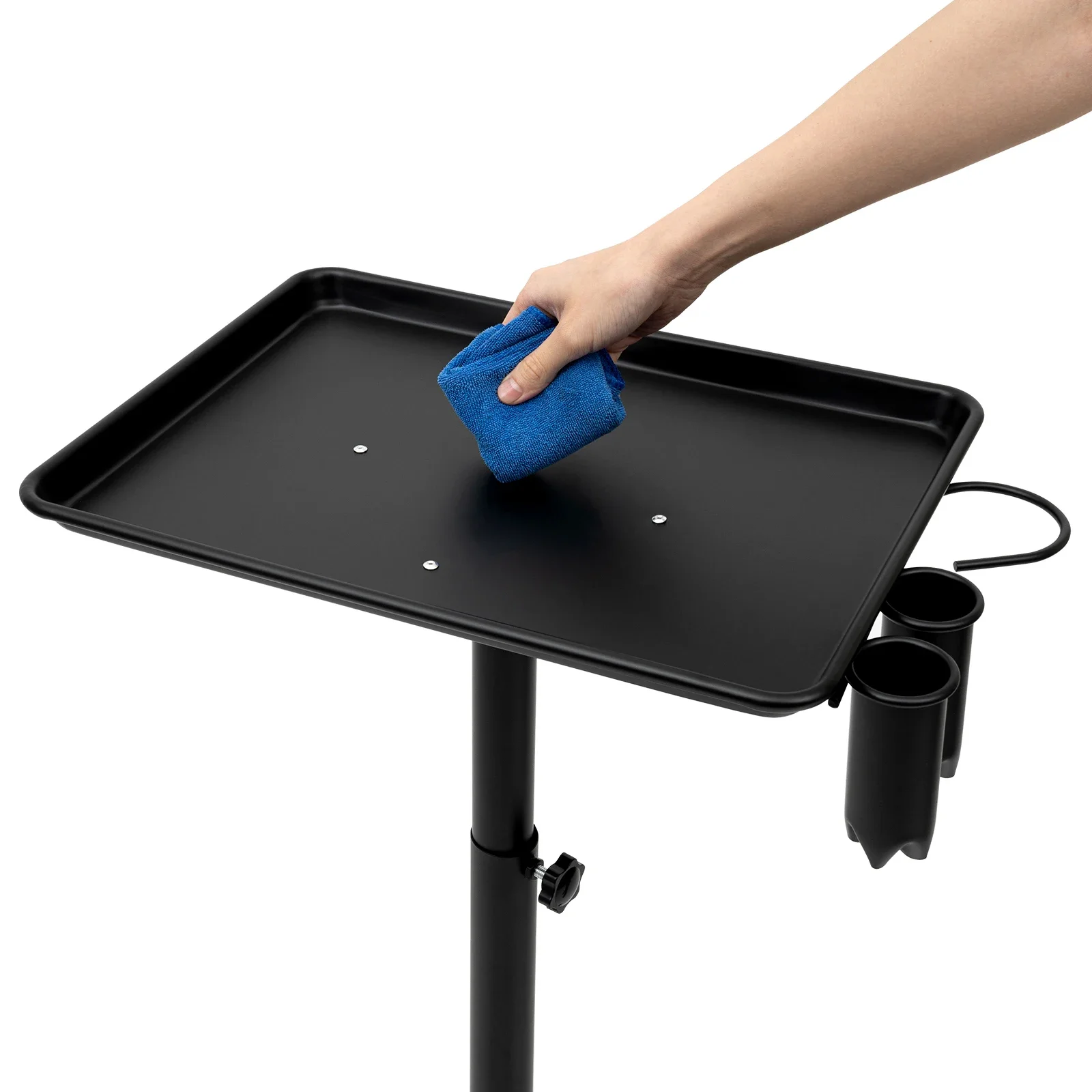 Salontablett auf Rollen mit Ständer, 64–108 cm höhenverstellbarer Tattoo-Tablettwagen, Friseurwagen, Salonservice-Tablett – Detail 8