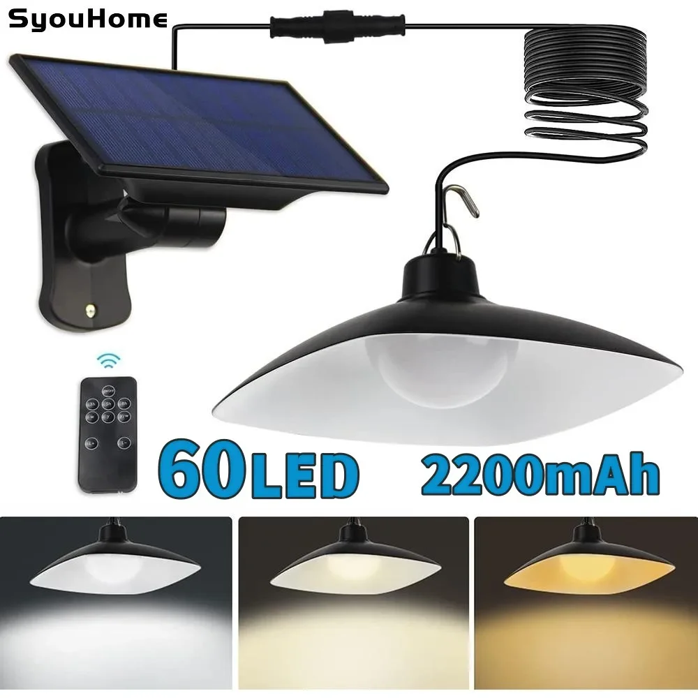 

Square Solar Pendant Light LED Waterproof Motion Sensor hanging Lamp Decor with Remote Control for Indoor Outdoor Garden Shed