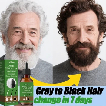 Olio per Capelli da Grigio a Nero, Riduce la Grigiazione Prematura, Nutre i Follicoli, Ripristina il Pigmento Nero Naturale, Scurezza i Capelli Grigi/Bianchi